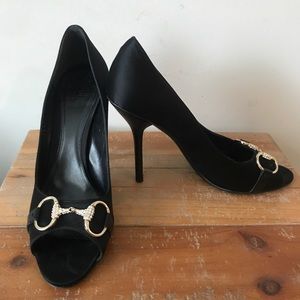 GUCCI Satin Crystal Horsebit Heels!